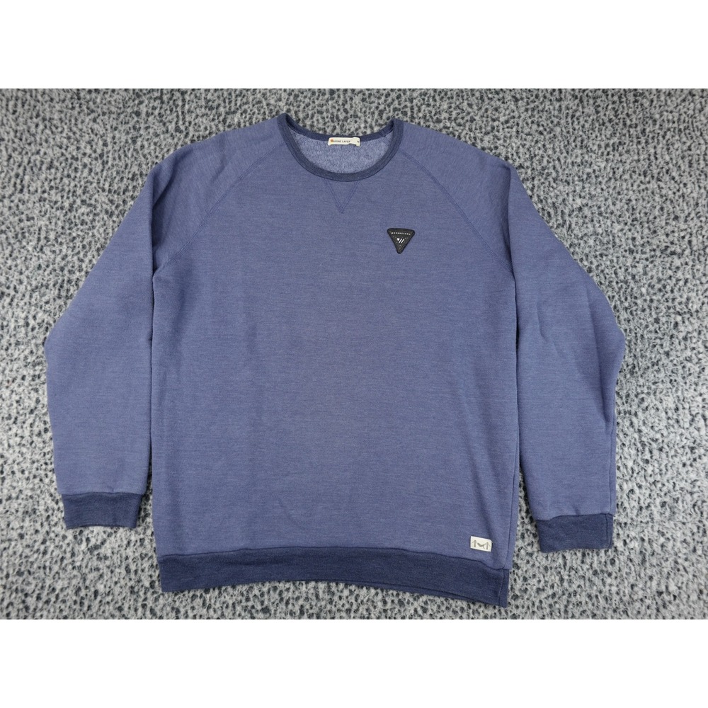 Marine Layer Sweatshirt‎ Mens Medium Blue Workspaces Patch Raglan Fleece